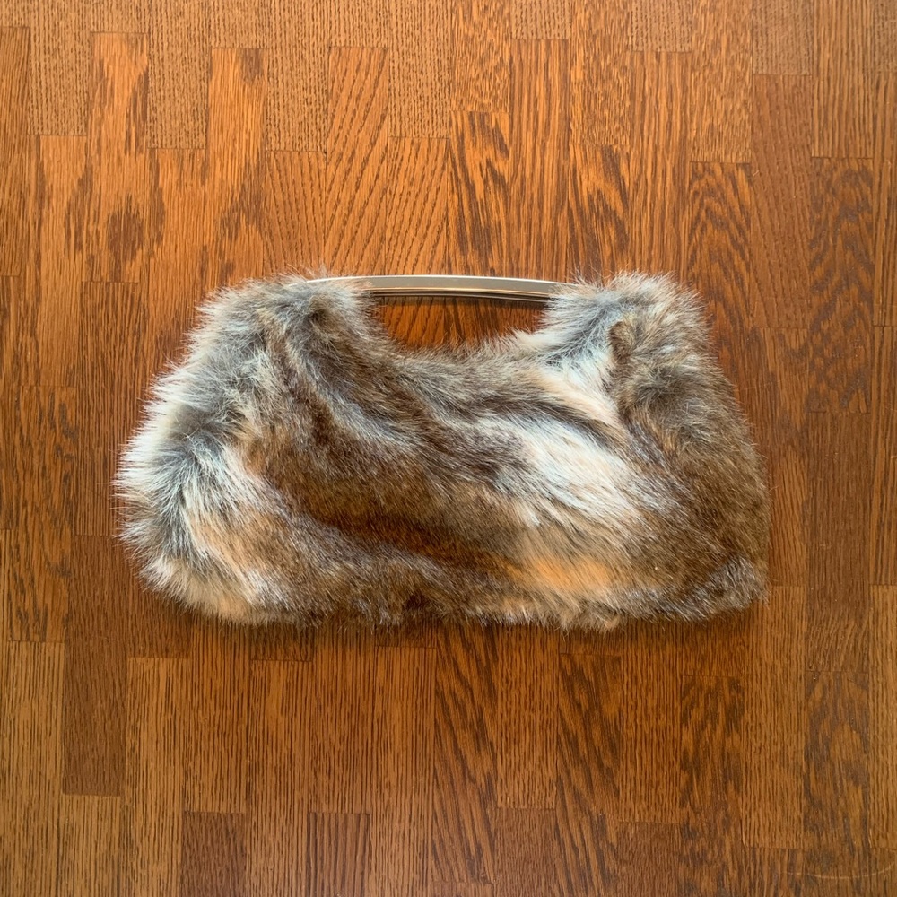 Faux Fur Clutch Bag - Brown